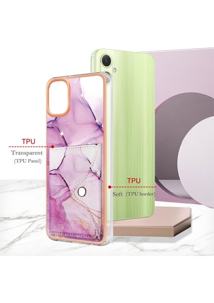 Samsung Galaxy A05 Yumuşak Tpu Tampon Kart Yuvaları Için Kılıf Ince Cüzdan Mermer (Yurt Dışından) modelleri