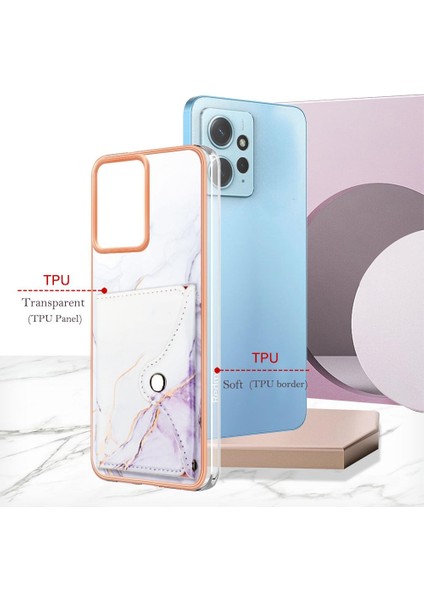 Xiaomi Redmi Için Not 12 4g Mermer Ince Cüzdan Yumuşak Tpu Tampon Kartı (Yurt Dışından)
