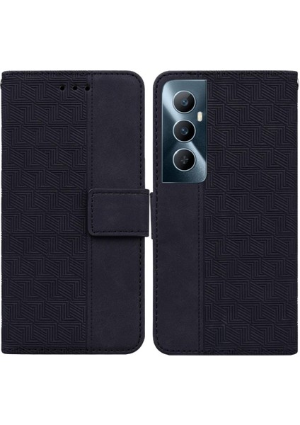 Realme C65 4g Için Flip Case Geometrik Kabartmalı Cüzdan Kapak Çevirin Folio Pu (Yurt Dışından)