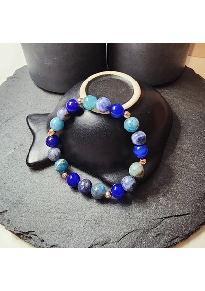 Apatit, Akik ve Sodalit Orjinal Doğal Taş Kadın ve Erkek Bileklik / Zayıflama, Vücut Direnci, Mantık ve Berrak Zihin Bilekliği modelleri