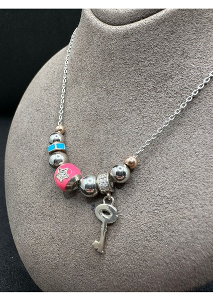 Renkli Yuvarlak Toplu 925 Ayar Gümüş Kolye modelleri