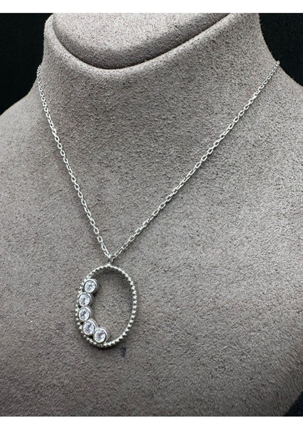 Beştaşlı Oval Gümüş Kolye modelleri