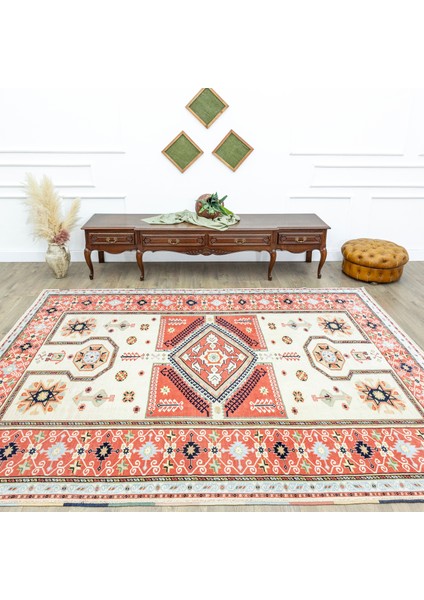 Orchis El Dokuma Geometrik Tasarımlı Yün Halı 221X288 cm
