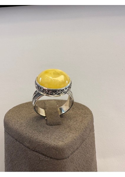 Yuvarlak Kehribar Gümüş Yüzük fiyatları