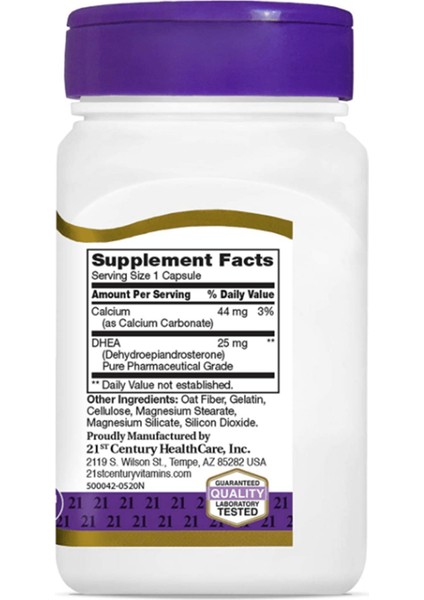 21st Century Dhea 25mg Calcium 44mg 90 Capsules fiyatları