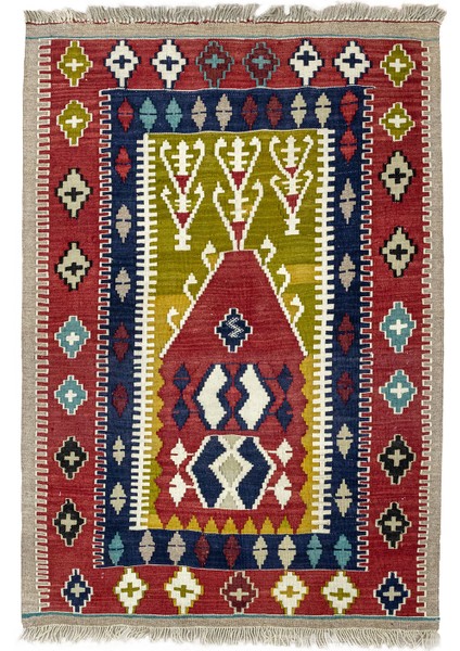 Pecenek Ilkel Desenli El Dokuma Yün Kilim 106X154 cm