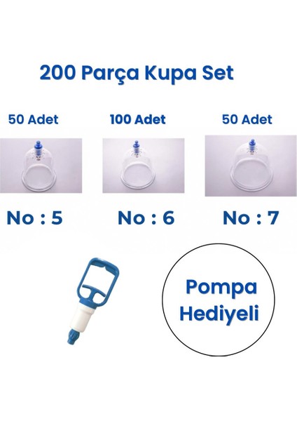 200 Adet Hacamat Kupa Seti 5-6-7 No