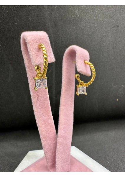 Sarı Renk Bagetli Burgu Gümüş Küpe fiyatları