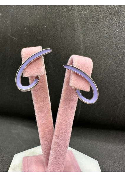 Mineli Taşlı Gümüş Küpe