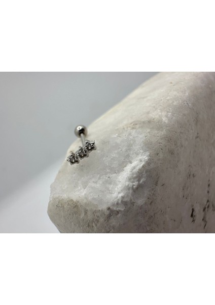 Yıldızlı Tragus Gümüş Küpe