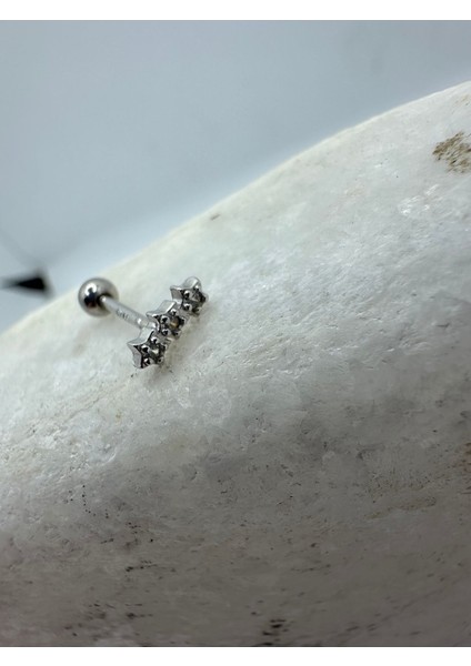 Yıldızlı Tragus Gümüş Küpe