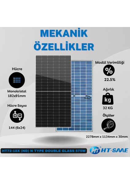 575W Topcon Çift Cam Monokristal Güneş Paneli Panel En Yeni Teknoloji Yüksek Verim ve Dayanıklı