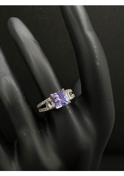 Lila Taşlı Bagetli Gümüş Yüzük fiyatları