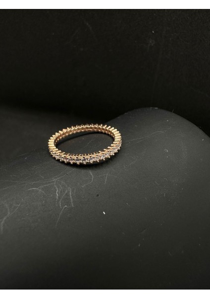 Beyaz Taşlı Rose Tamtur Gümüş Yüzük