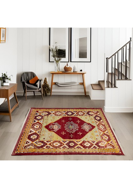 Palas Etnik Desenli El Dokuma Yün Tülü Halı 141X169 cm