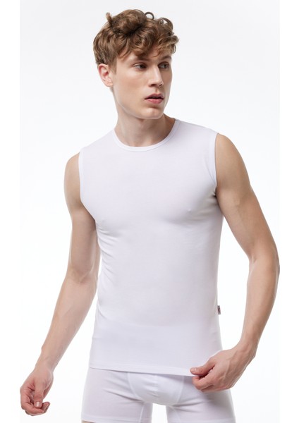 Erkek Siyah Beyaz 2 Li Paket Yuvarlak Yaka Kolsuz Modal Body 007 2M007 fırsatları