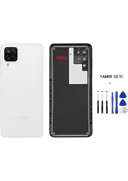 Samsung Galaxy A12 - SM-A125F Full Kasa Arka Kapak Takım Beyaz - Tamir Seti