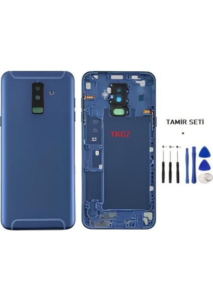 Samsung Galaxy A6 Plus - SM-A605F Full Kasa Arka Kapak Takım Mavi - Tamir Seti
