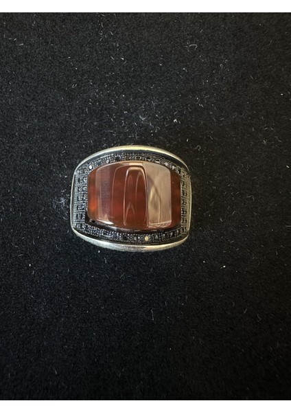 Kahverengi Taşlı Gümüş Yüzük
