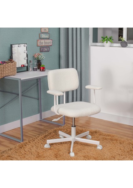 Teddy Ofis ve Çalışma Sandalyesi-Beyaz 64X74-83X63 cm