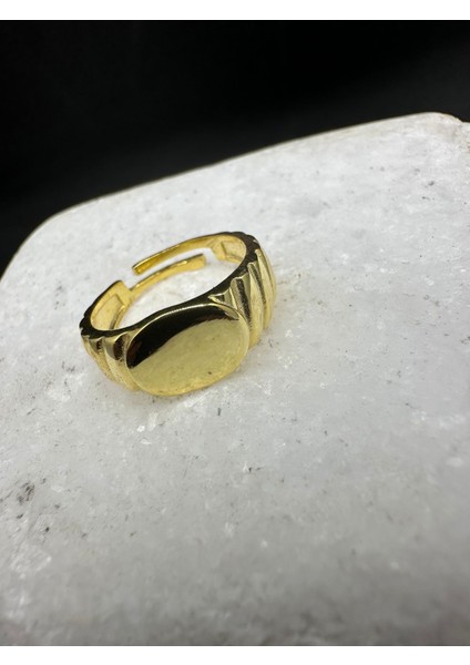 Düz Trend Model Sarı Renk 925 Ayar Gümüş Yüzük