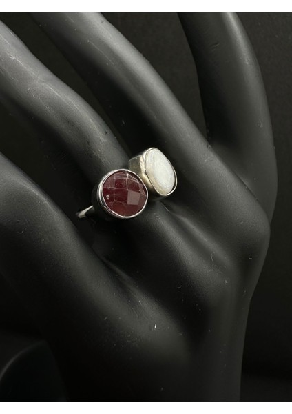 Iki Taşlı Tasarım Gümüş Yüzük