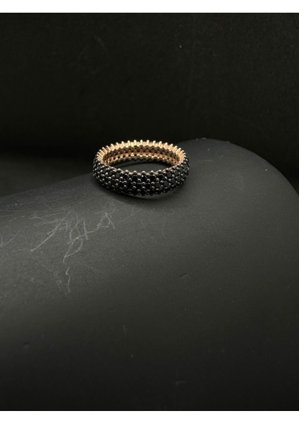 Üç Sıralı Siyah Taşlı Tamtur Gümüş Yüzük fiyatları