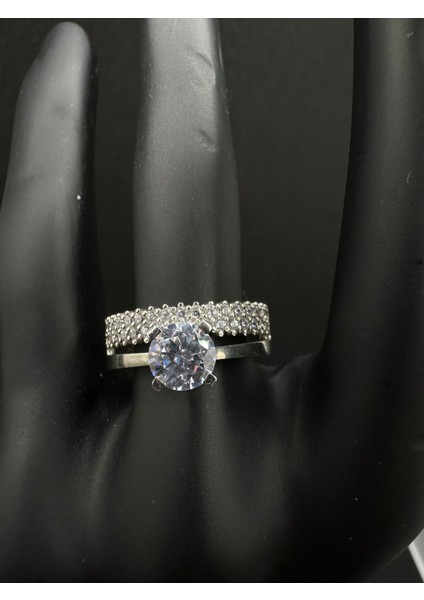 Gümüş Ikili Tektaş Yüzük fiyatları