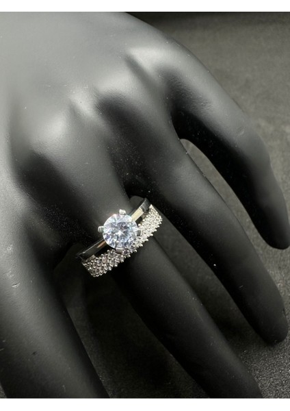 Gümüş Ikili Tektaş Yüzük fırsatları