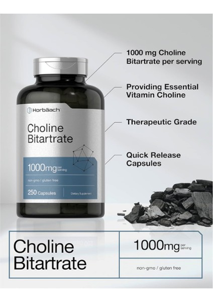 Choline Bitartrate 1000mg 250 Capsules