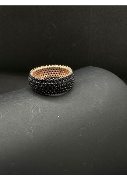 Beş Sıralı Siyah Tamtur Gümüş Yüzük