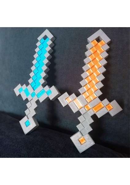 Bursa3dfilament Minecraft Çocuk Oyuncak Figürü Sword Kılıç Seti/ Ikili Kılıç Seti