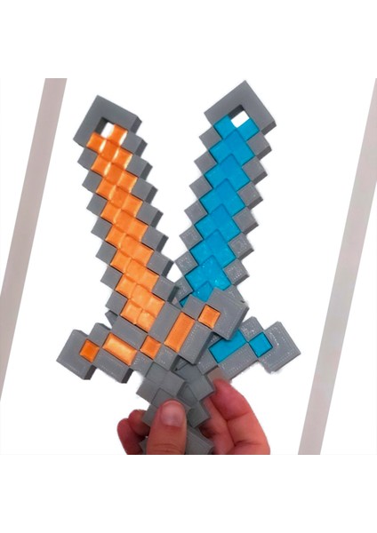 Bursa3dfilament Minecraft Çocuk Oyuncak Figürü Sword Kılıç Seti/ Ikili Kılıç Seti