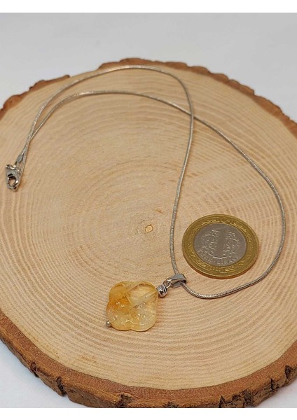 Sitrin Taşı Kolye Ucu Yonca Temalı Zincirli (49820) fiyatları