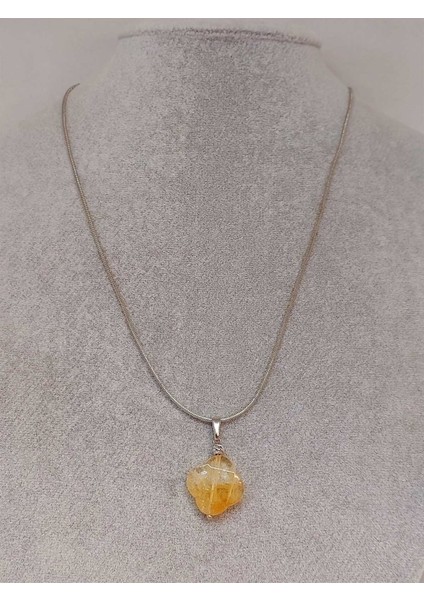 Sitrin Taşı Kolye Ucu Yonca Temalı Zincirli (49820) modelleri