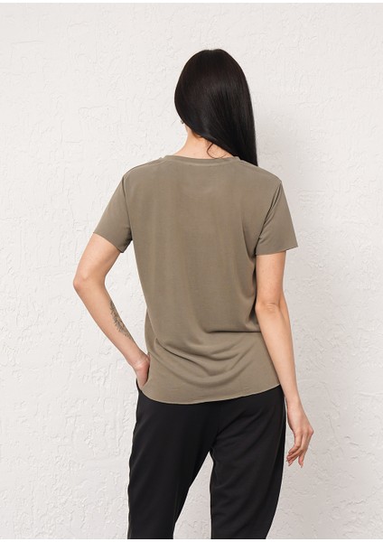 Kısa Kollu Bisiklet Yaka Modal Karışımlı T-Shirt