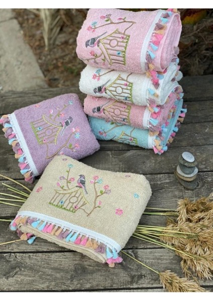 Flora Kafes Nakışlı El Ve Yüz Havlu Seti 50 x 90 cm Pamuklu 6’Lı modelleri