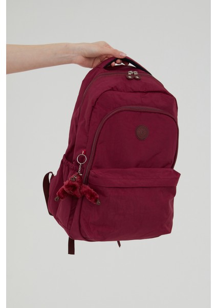 Unisex Siyah Su Geçirmez Krinkıl Kumaş Günlük Sırt Çantası Seyahat ve Okul Çantası Bergamo