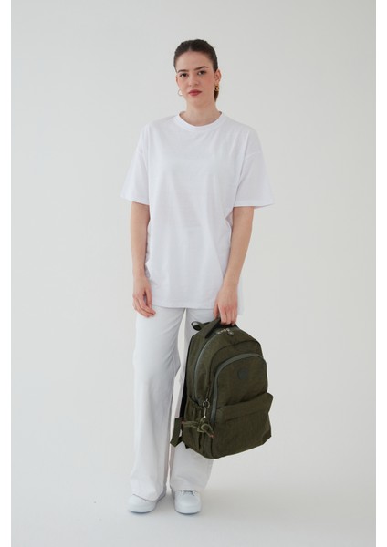 Unisex Siyah Su Geçirmez Krinkıl Kumaş Günlük Sırt Çantası Seyahat ve Okul Çantası Bergamo modelleri