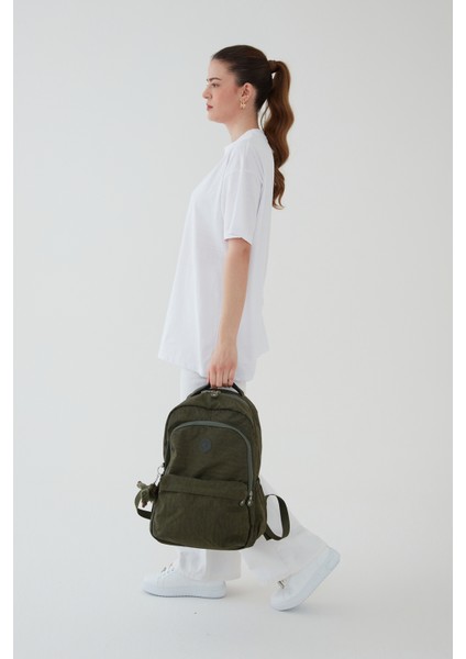 Unisex Siyah Su Geçirmez Krinkıl Kumaş Günlük Sırt Çantası Seyahat ve Okul Çantası Bergamo indirimleri