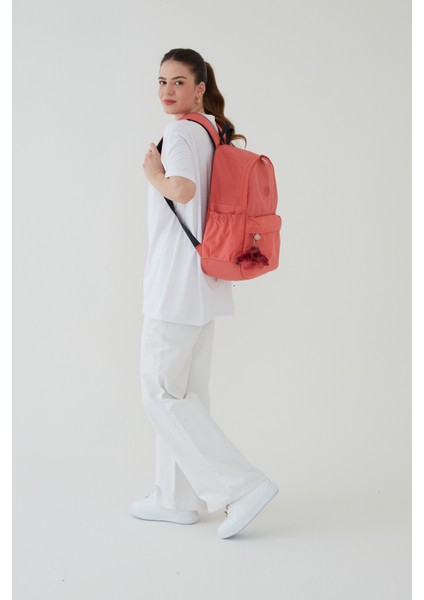 Unisex Siyah Su Geçirmez Krinkıl Kumaş Günlük Sırt Çantası Seyahat ve Okul Çantası Bergamo