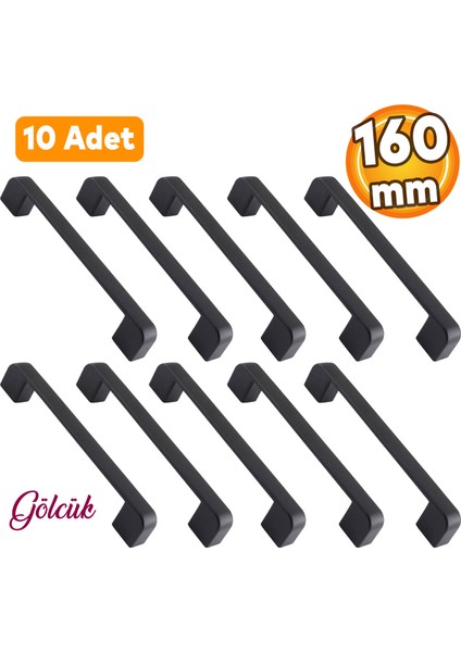 10 Adet Gölcük Oval (160 mm - 16 cm) Siyah Metal Mobilya Mutfak Çekmece Dolap Dolabı Kulbu Kulpu Kulpları