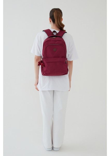 Unisex Siyah Su Geçirmez Krinkıl Kumaş Günlük Sırt Çantası Seyahat ve Okul Çantası Bergamo