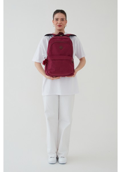 Unisex Siyah Su Geçirmez Krinkıl Kumaş Günlük Sırt Çantası Seyahat ve Okul Çantası Bergamo fırsatları