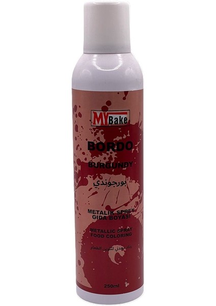 Bordo Metalik Sprey Gıda Boyası 250 ml