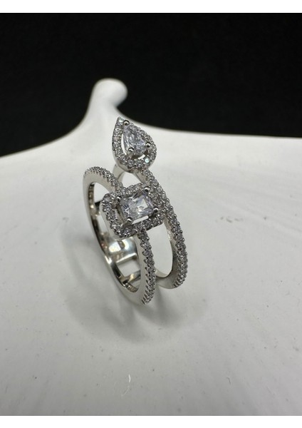 Baget ve Damla Ikili Ithal Gümüş Yüzük