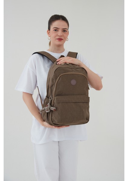 Unisex Siyah Su Geçirmez Krinkıl Kumaş Günlük Sırt Çantası Seyahat ve Okul Çantası Bergamo fırsatları