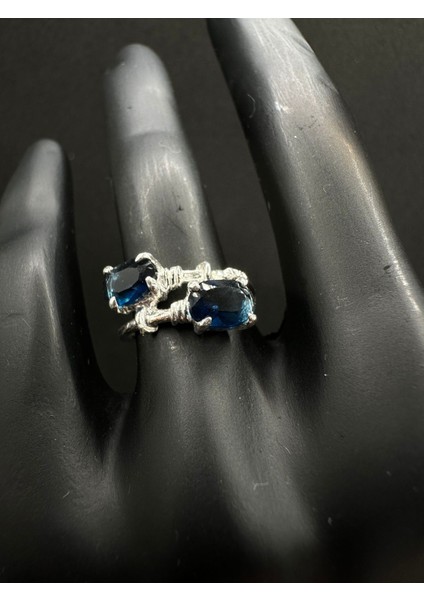 Safir Renkli Tasarım Gümüş Yüzük fiyatları