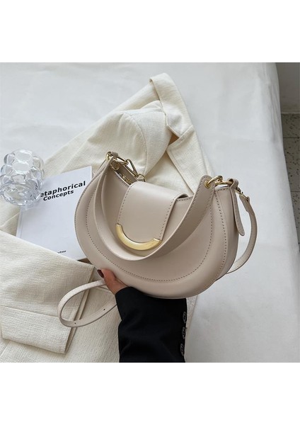 Retro Çanta Kadın 2024 Yeni Trend Moda Doku Omuz Koltuk Altı Çantası Düz Renk Üst Düzey Crossbody Eyer Çantası (Yurt Dışından)