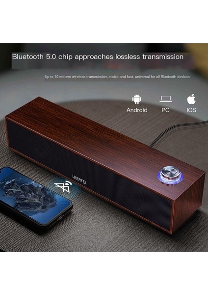 E350MB Kablolu Bluetooth Ses Multimedya Bilgisayar Masaüstü Uzun Ahşap Hoparlör Subwoofer (Yurt Dışından)